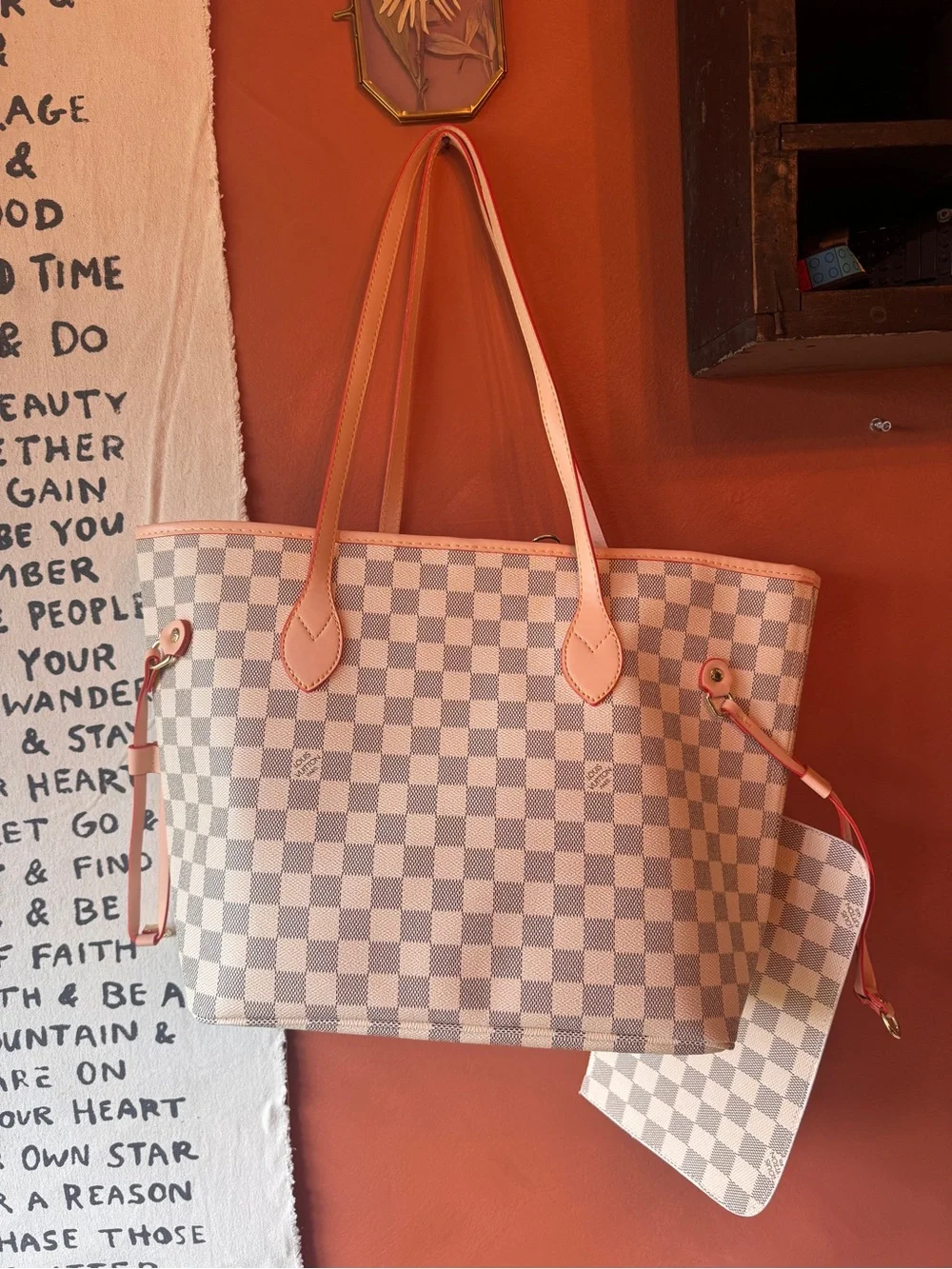 Louis Vuitton Damier Azur Tote with Pink Trim and Pouch - Picture 1 of 10